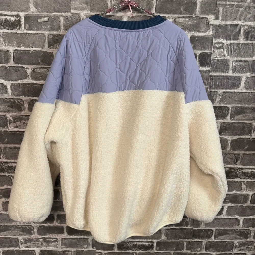 Bohme KYLAN CONTRAST PULLOVER Sherpa fleece cream purple oversized sweater - Picture 12 of 12